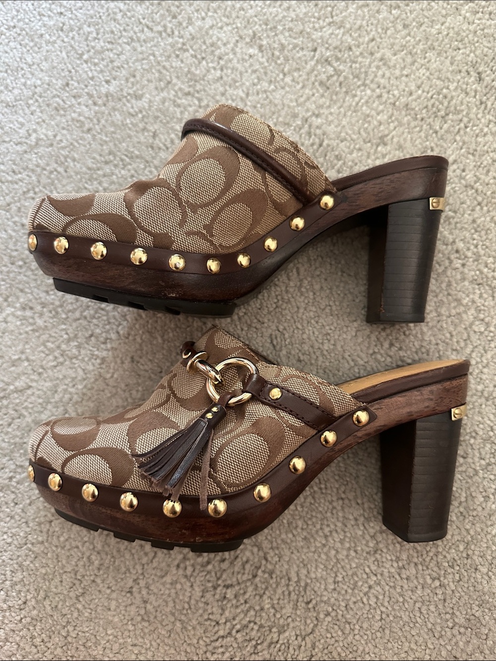 Coach Willow Mules in Signature Jacquard